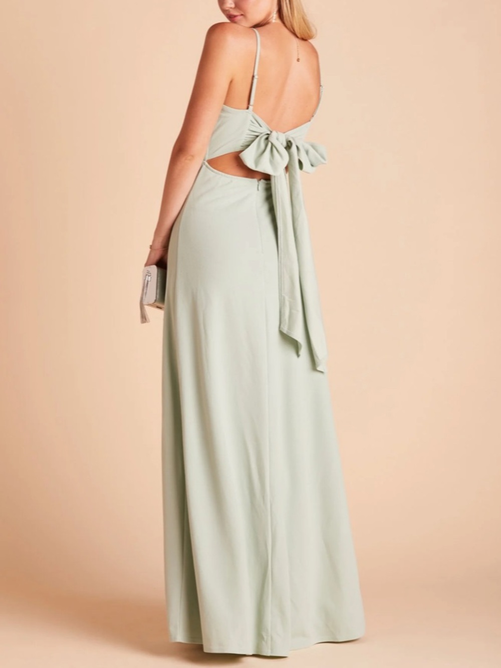Birdy Grey Benny Sage Green Tie Back Bridesmaid Gown